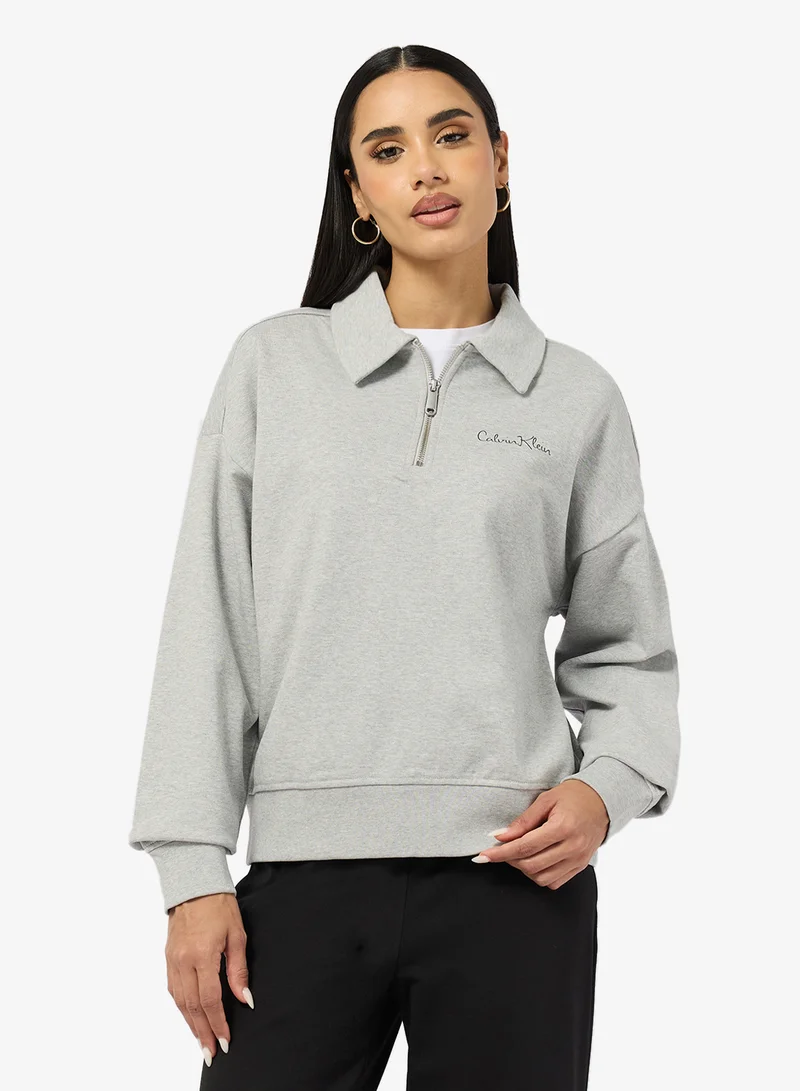 Graphic Half Zip Polo Sweatshirt